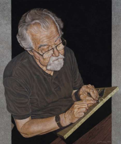 The Artist as Woodcutter — self-portrait woodblock print by Jim Mateer